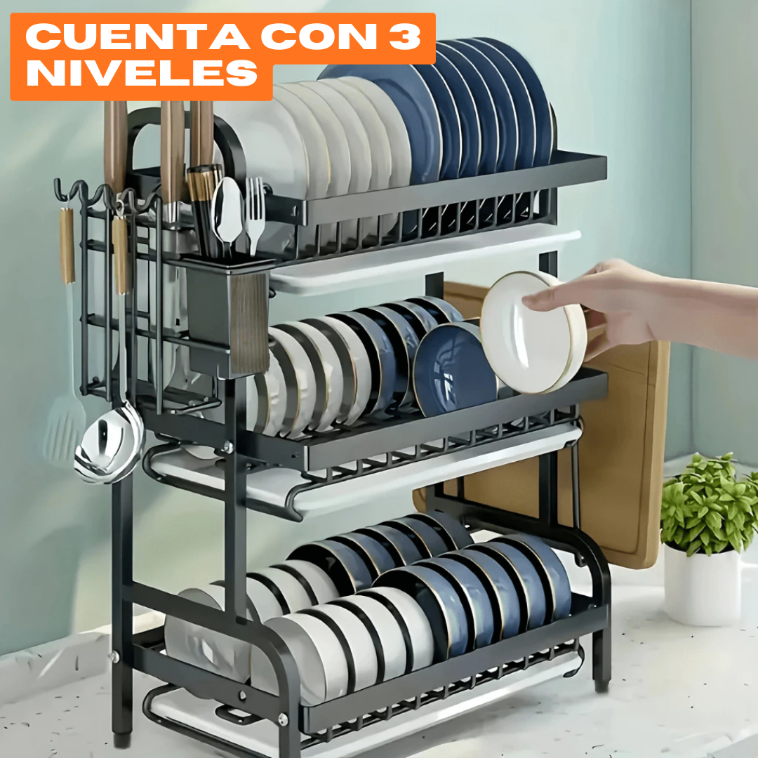 🔥BLACK FRIDAY🔥 | ESTANTE ESCURRIDOR PARA PLATOS DE 3 NIVELES + ENVÍO GRATIS